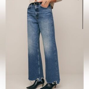 Reformation Cary High Rise Slouchy Wide Leg Cropped Jeans